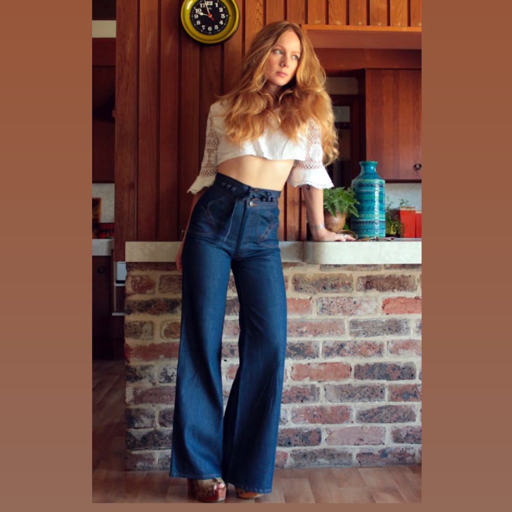 VINTAGE 70's FLARE "BRIGITTE" JEAN - Picture 2 of 8